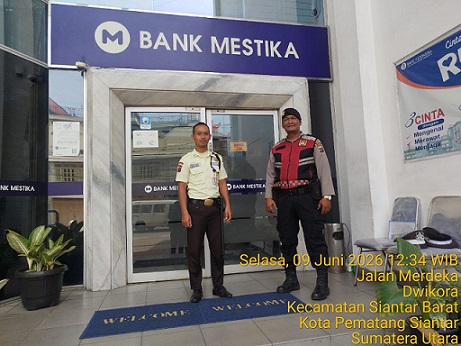 Personil Sat Samapta Polres Pematangsiantar Laksanakan Pengamanan Objek Vital Bank Mestika