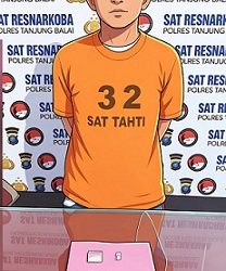 Tersangka HL dan barang bukti