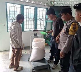 Bhabinkamtibmas Kelurahan Simalungun  Bripka Johannes C. Siregar, SH monitoring dan dampingi penjualan hasil panen Jagung milik Petani Binaan Bapak Alben Silitonga ke Bulog Cabang Pematangsiantar