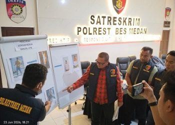 Polrestabes Medan berhasil mengungkap kasus pencurian dengan pemberatan dengan modus ganjal ATM, dua tersangka diamankan (Foto Ist)