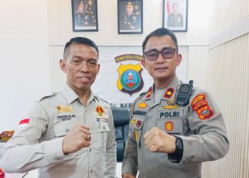 Ketua DPC MAI Kota Medan, Suwarno - Kapolsek Medan Baru Kompol Bambang Gunanti Hutabarat. (Foto Ist)