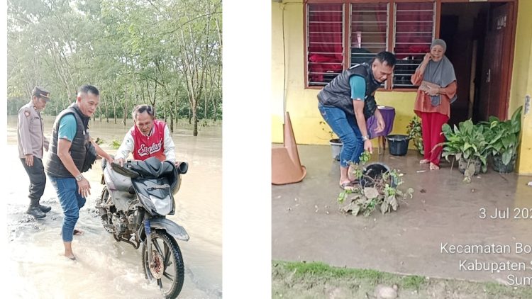 Kapolseķ Bosar Maligas IPTU Sonni G Silalahi, SH dan Personil Bantu Korban Banjir