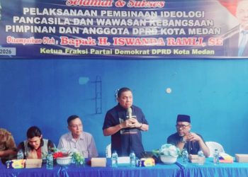 Ketua Fraksi Partai Demokrat DPRD Kota Medan, H.Iswanda Ramli SE saat pelaksanaan Wasbang. (Foto Ist)