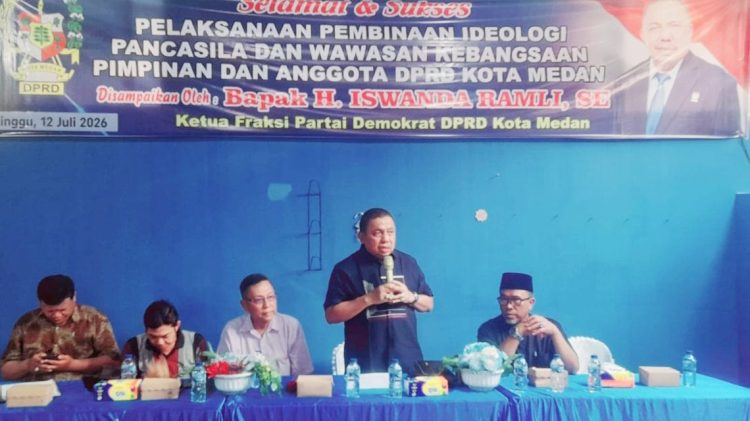 Ketua Fraksi Partai Demokrat DPRD Kota Medan, H.Iswanda Ramli SE saat pelaksanaan Wasbang. (Foto Ist)