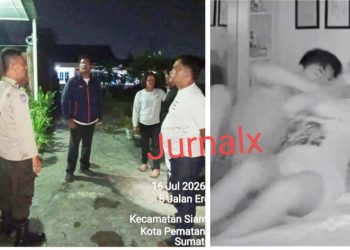 Kanit PPA IPDA Darwin Siregar SH bersama Unit Reskrim Polsek Siantar Timur saat mendatangi rumah korban