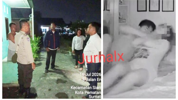 Kanit PPA IPDA Darwin Siregar SH bersama Unit Reskrim Polsek Siantar Timur saat mendatangi rumah korban