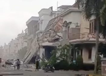 Ledakan di Kompleks Grand Polonia, Jalan Mustang, Kecamatan Medan Polonia. (Foto Ist)