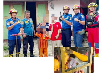 Tim Damkarmat Kota Pematangsiantar berhasil selamatkan bocah 4 tahun kepala terjepit di terali pintu besi rumah