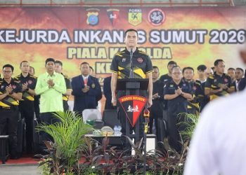 Wakapolda Sumatera Utara, Brigjen Pol. Sonny Irawan saat pembukaan Kejurda Institut Karate-Do Nasional (INKANAS) Sumut. (Foto Ist)