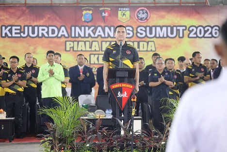Wakapolda Sumatera Utara, Brigjen Pol. Sonny Irawan saat pembukaan Kejurda Institut Karate-Do Nasional (INKANAS) Sumut. (Foto Ist)