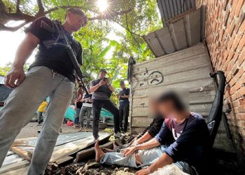 Polisi menggerebek sarang narkoba di kawasan Sei Mencirim, Kabupaten Deli Serdang (Foto Ist)