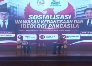 Anggota DPRD Kota Medan dari Fraksi PDI Perjuangan, Agus Setiawan saat sosialisasi Wasbang (Foto Ist)
