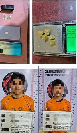 kedua tersangka dan barang bukti
