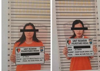 JS dan FR kedua tersangka wanita penyebab jatuhnya ASN BPN Nias (Foto Ist)