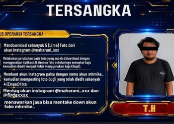 Tersangka kasus tindak pidana pornografi berbasis teknologi AI dilakukan TH warga Kota Pematangsiantar. (Foto Ist)
