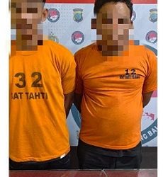 Kedua tersangka MS alias Sa dan SN alias Syaf serta barang bukti diamankan Sat Resnarkoba Polres Tanjungbalai