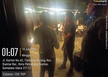 Personil piket Polsek Siantar Barat pengecekan di Cafe Jalan Kartini Samping Cafe APlus