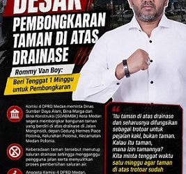 Komisi 4 DPRD Medan saat Rapat Dengar Pendapat (RDP) terkait taman di Jl Monginsidi depan gedung Hermes Place Polonia, Kelurahan Polonia Kecamatan Medan Polonia - Anggota DPRD Medan Rommy Van Boy. (Foto Ist)