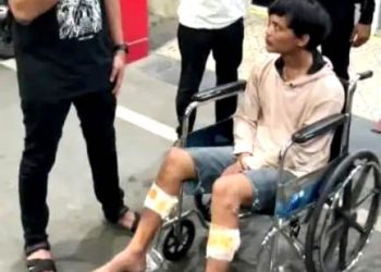 Pelaku bongkar rumah diberikan tembakan oleh polisi. (Foto Ist)