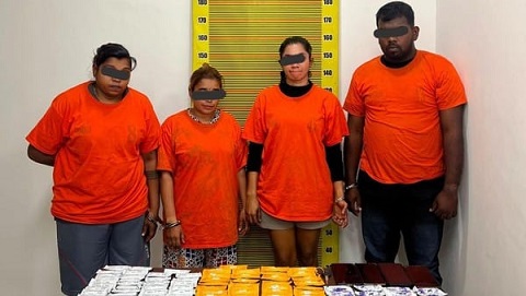 Empat orang pelaku pengedar narkoba “Vape Getar” yang ditangkap di dua lokasi berbeda di Kota Medan. (Foto Ist)