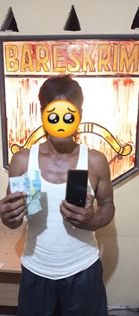 Pelaku Waluyo dan barang bukti