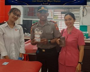 Siswa SIP Angkatan 56 Asal Polres Pematangsiantar saat Donor Darah di Unit Donor Darah PMI Kota Pematangsiantar