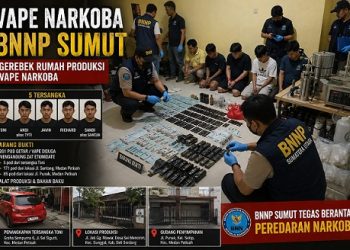 Operasi Badan Narkotika Nasional Provinsi (BNNP) Sumut berhasil mengungkap praktik industri rumahan (home industry) pod getar atau vape narkoba. Foto Ilustrasi jurnalx.co.id)