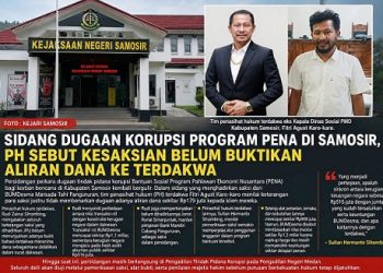 Penasihat hukum mantan Kepala Dinas Sosial PMD Kabupaten Samosir, Fitri Agust Karo-karo, Rudi Zainal Sihombing, Sultan Hermanto Sihombing dan Dwi Ngai Sinaga. (Foto Ist)