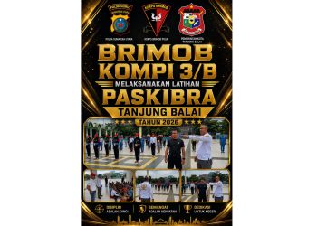 Wadanki 3/B Sat Brimob Tanjungbalai IPTU Erwin Yulianto,S.Sos.I Pimpin Latihan Paskibraka Kota Tanjungbalai