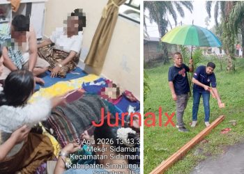 jenajah korban disemayamkan di rumah duka. Kanit Jatanras dan Inafis Polres Simalungun olah TKP