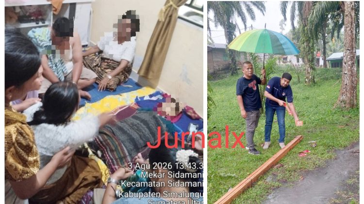 jenajah korban disemayamkan di rumah duka. Kanit Jatanras dan Inafis Polres Simalungun olah TKP