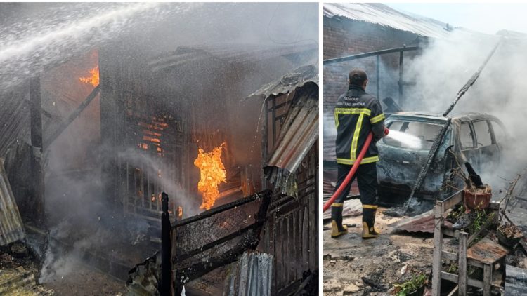 Dua unit rumah di Jalan Sumber Jaya 1 terbakar
