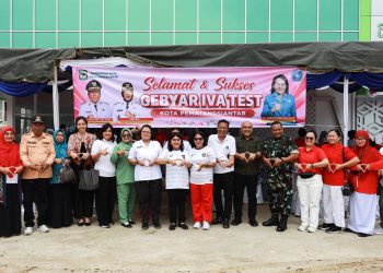 Ketua TP PKK Kota Pematangsiantar Ny Liswati Wesly Silalahi menghadiri dan meninjau langsung Gebyar IVA Test Kota Pematangsiantar Tahun 2026.