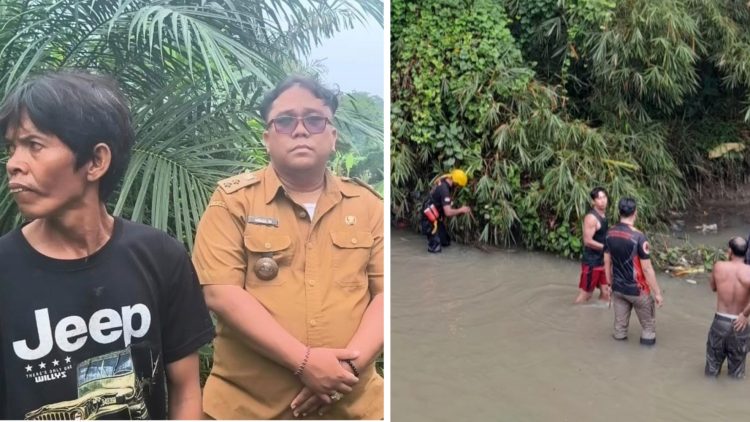 Lurah Sinaksak Armada Purba SH dampingi warganya Rianto Sitanggang mencari anaknya diduga hanyut