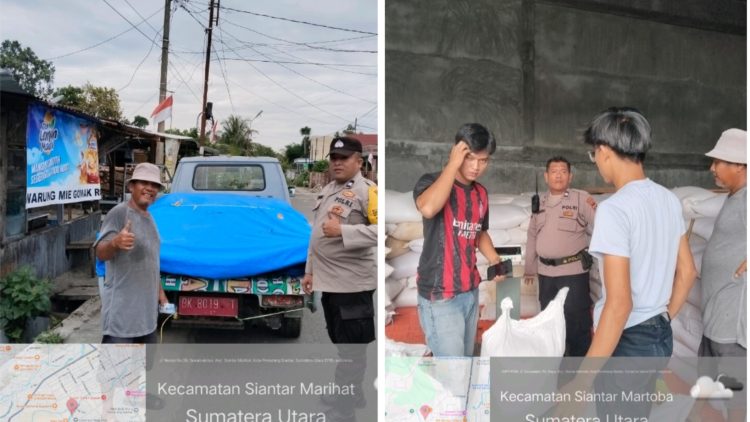 . Kanit Binmas AIPTU Panogaran Manurung dan Bhabinkamtibmas Kelurahan Simalungun AIPTU Untung JF Nainggolan SH melakukan pendampingan penjualan jagung petani binaan di Bulog Cabang Pematangsiantar