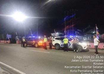 Personil piket fungsi saat patroli BLP di jalan Gereja