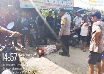 personil piket Polseķ Siantar Martoba respon cepat melakukan pengecekan TKP adanya warga tidak sadarkan diri di Jalan Darussalam