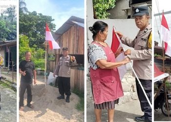 Kapolsek Siantar Marihat AKP David Eka Putra SH melalui Bhabinkamtibmas Berikan Bendera Merah Putih kepada Warga Binaan