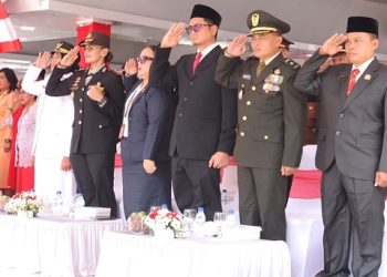 Kapolres Pematangsiantar AKBP Sah Udur T.M. Sitinjak, SH., SIK., MH Hadiri Detik-Detik Proklamasi HUT Ke-81 RI