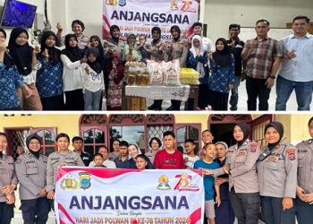 Polwan Polres Pematangsiantar saat Anjangsana di Panti Asuhan Putri Aisyah dan Jalan