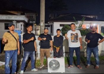 Kanit Jatanras IPDA B Situngkir dan Tim Opsnal saat menangka pelaku IS alias Iwan Batak di TKP