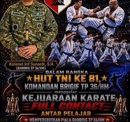 Brigif TP 36/HM Gagas Kejuaraan Karate Full Contact Pelajar, Semarakkan HUT ke 81 TNI