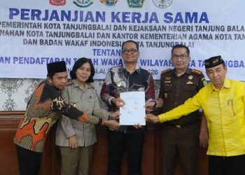 Wakil Wali Kota Muhammad Fadly Abdina Ikuti Penandatanganan Nota Kesepahaman dan PKS Percepatan Pendaftaran Tanah Wakaf di Wilayah Kota Tanjungbalai