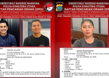 Pasangan suami istri Ardinal alias Doni dan Herina Manurung DPO pemilik tTHM Dragon KTV di Jalan H Adam Malik, Kelurahan Sei Agul, Kecamatan Medan Barat, akhirnya ditangkap polisi. (Foto Ist) 