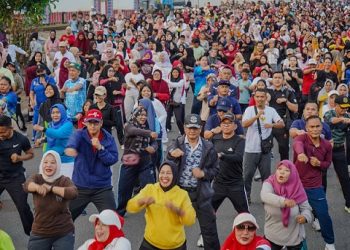 Anggota DPRD Kota Medan dari Fraksi NasDem, Saipul Bahri saat mengikuti Car Free Day (CFD) Medan Belawan yang dibuka Wali Kota Medan Rico Tri Putra Bayu Waas. (Foto Ist)