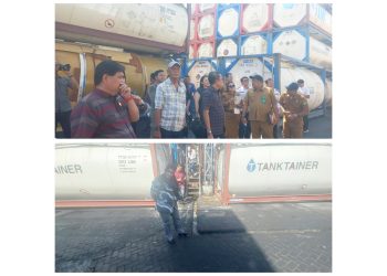 Komisi 4 DPRD Medan dipimpin Paul Mei Anton Simanjuntak anggota Lailatul Badri saat sidak ke PT Mitra Jaya Bahari perusahaan depo kontainer di Jl Raya Pelabuhan, Gabion, Kecamatan Medan Belawan. (Foto Romulo Sinaga /jurnalx.co.id)