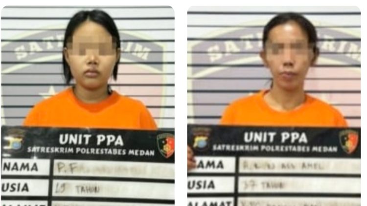 Dua tersangka yang terlibat sindikat penculikan bayi di RSU Sundari. (Foto Ist)