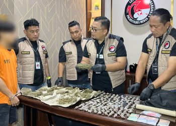 Polisi meringkus bandar sekaligus pengedar narkotika jenis ganja, yang kerap beroperasi di kawasan Medan Tembung. (Foto Ist)