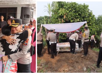 Kapolres Prmatangsiantar AKBP Sah Udur T.M Sitinjak, S.H. S.I.K. M.H pimpin upacara persemayaman dan pemakaman Alm. AIPTU Tulus Karlos Simanjuntak PS. KA SPKT 1 Polsek Siantar Martoba