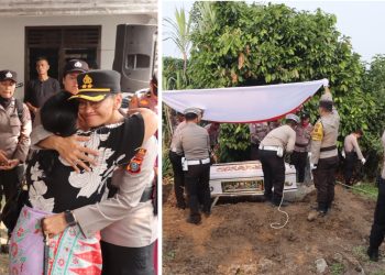 Kapolres Pematangsiantar AKBP Sah Udur T.M Sitinjak, S.H. S.I.K. M.H pimpin upacara persemayaman dan pemakaman Alm. AIPTU Tulus Karlos Simanjuntak
